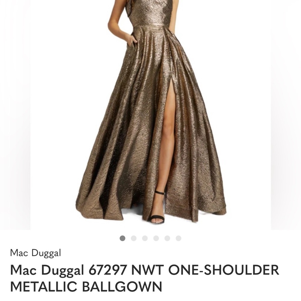 One-Shoulder Metallic Gown in Shimmery Gold